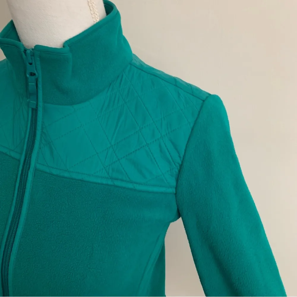 EUC Talbots Petite Quilted Fleece Zip Up Green Jacket Size P - Image 9