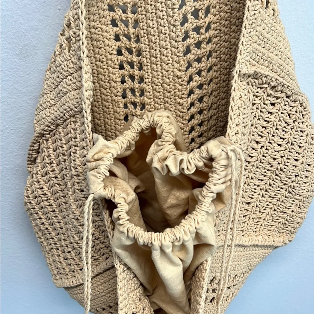 🐢Crochet Tote Bag with Turtle Charm ✨ Tan - Image 7