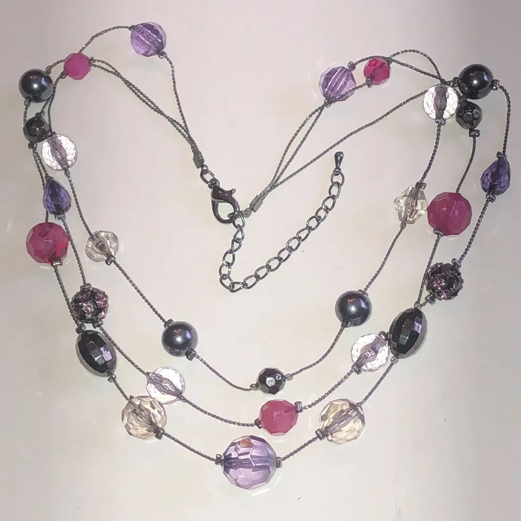 Elegant Multi Color Pink Purple Beaded Boho Necklace - Image 4
