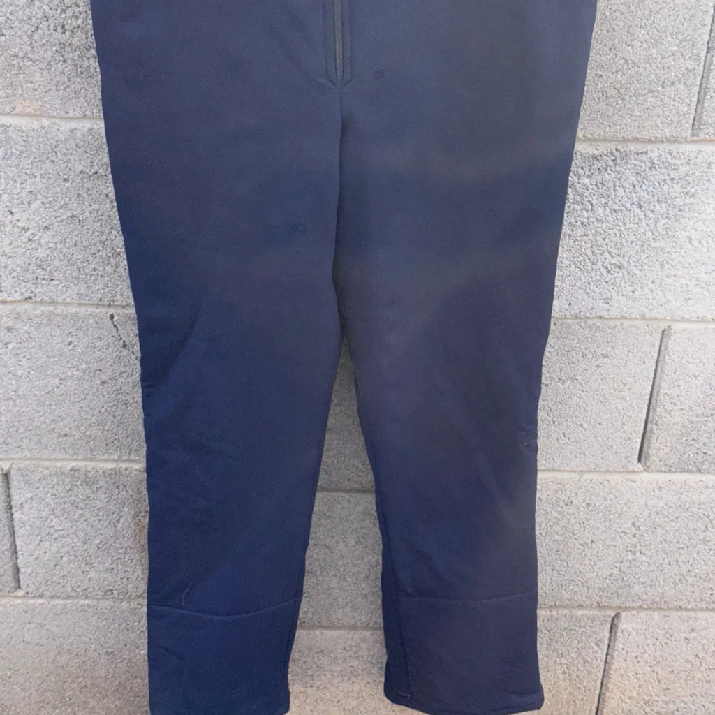 Vintage Hermann Navy Ski Bib snowsuit winter Overalls Women's Medium White - Image 3