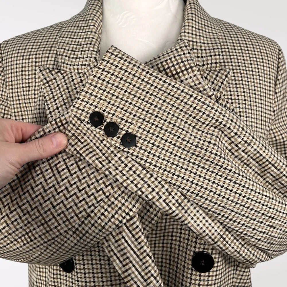 Joie Brown Plaid Double Breasted Blazer Size Small - Image 8