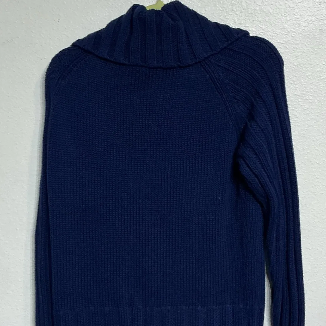 DKNY Navy Blue Knit Full Zip Sweater Sz M - Image 6