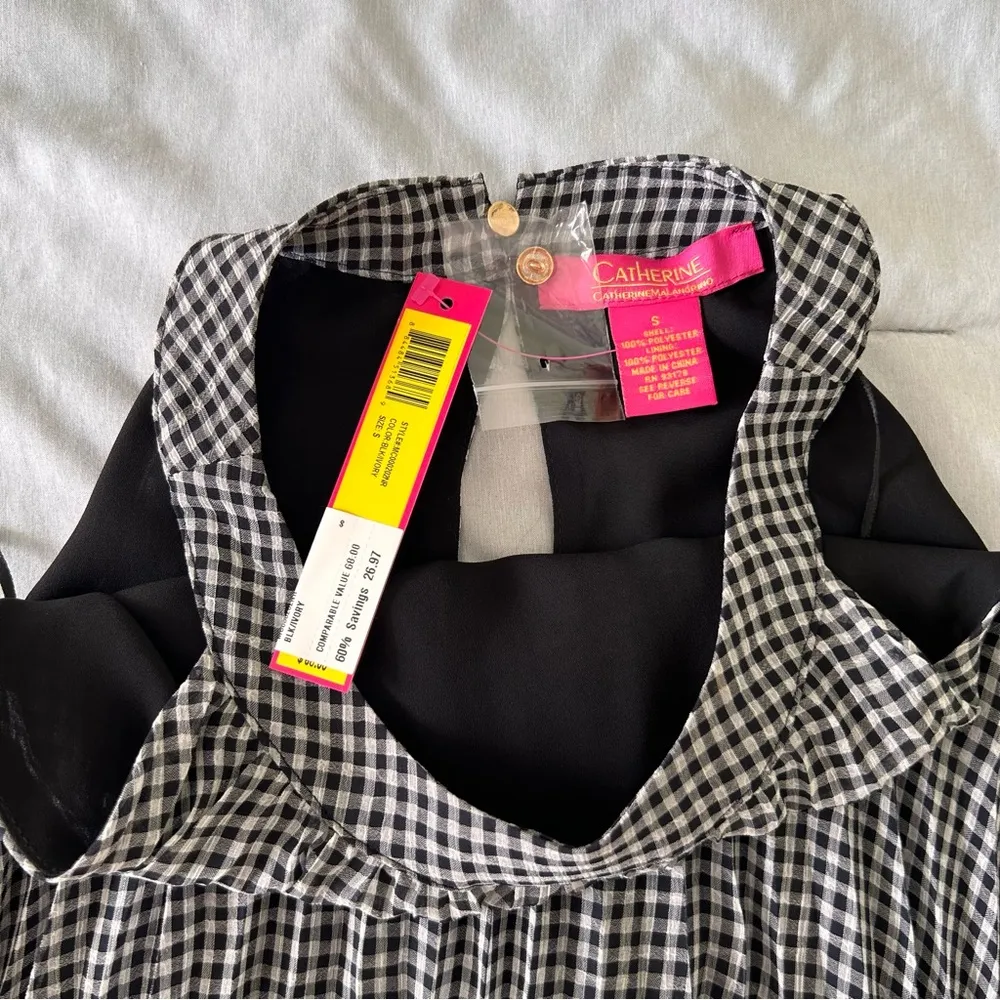 gingham high neck tank top‎ Black - Image 2