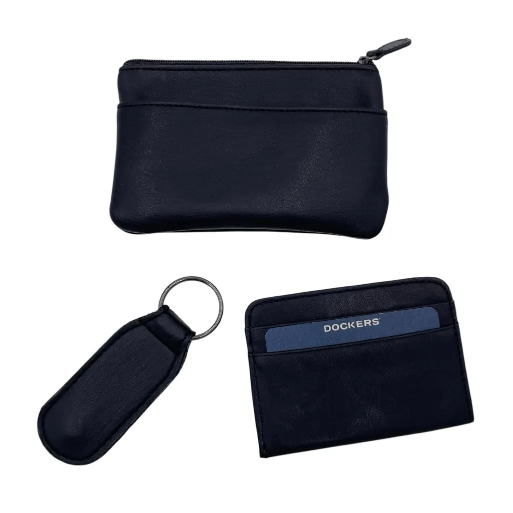Dockers Mini Coin Purse Wallet Travel Set Card Slot ID Holder Keychain Black - Image 3