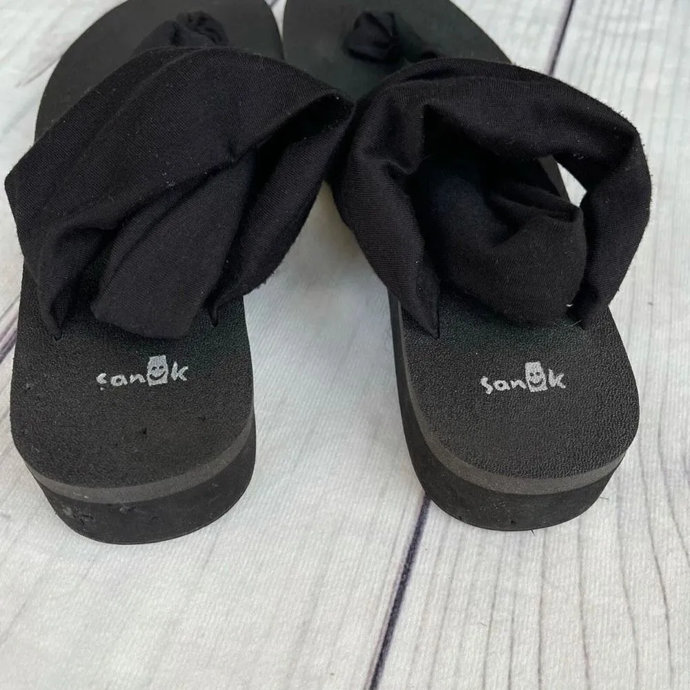 Sanuk Women’s Yoga Sling Thong Flip Flops Sandals 10 Black Casual Comfort - Image 3