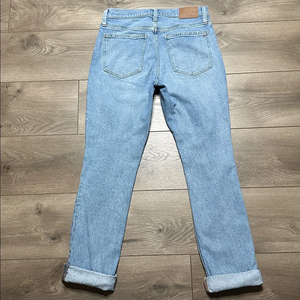 Madewell The Slim Boy Jean Mid Rise Distressed Stretch Blue Jeans Size 26 - Image 3