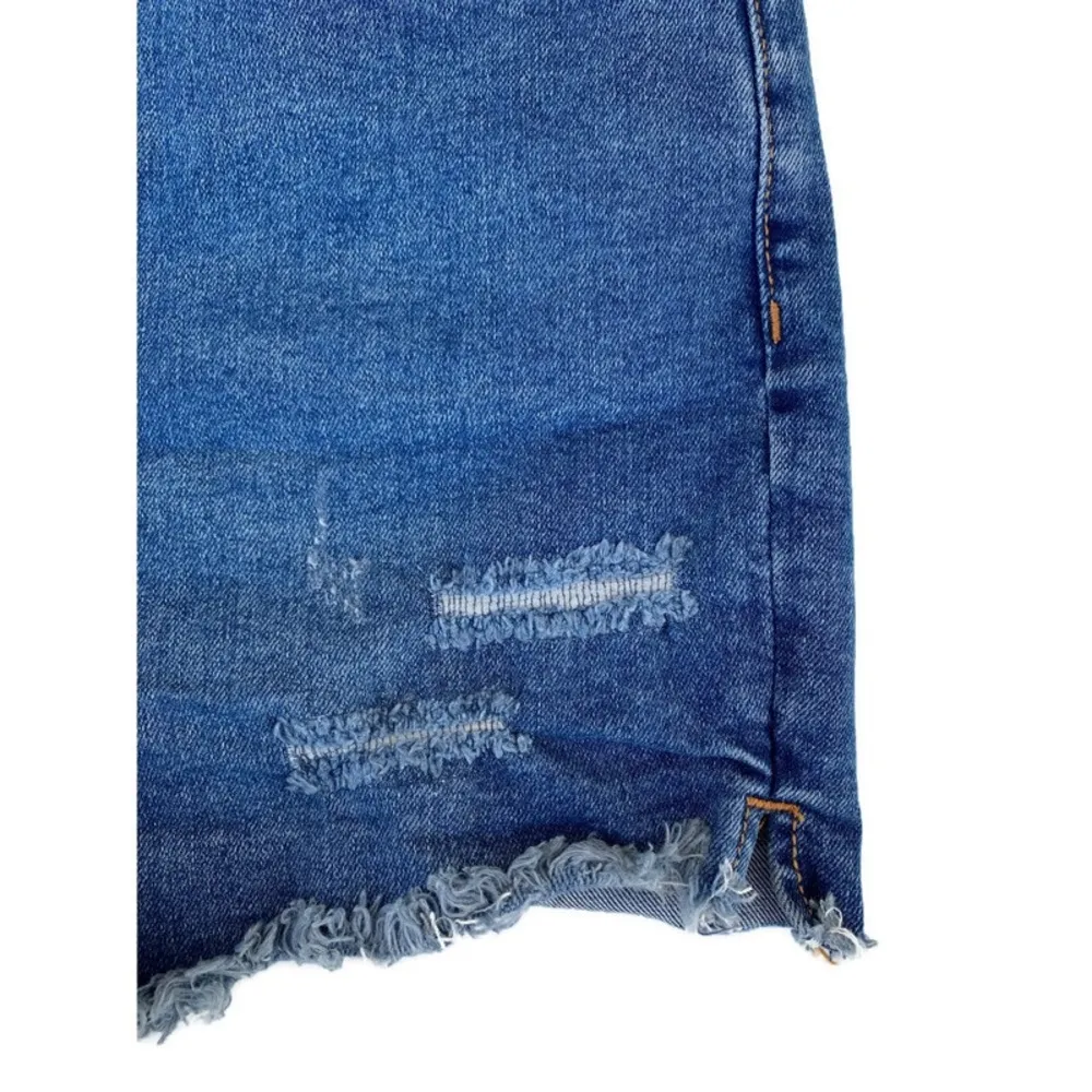 Free People  CRVY Vintage High Rise Blue Distressed Denim Shorts 31 - Image 5