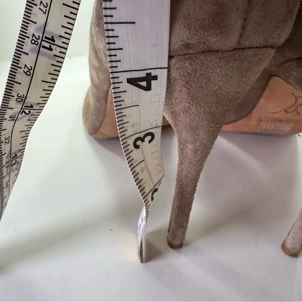 Carolinna Espinosa Women's Taupe Suede Leather Heels Shoes Peep Toe Size 7 Metal Tan - Image 14