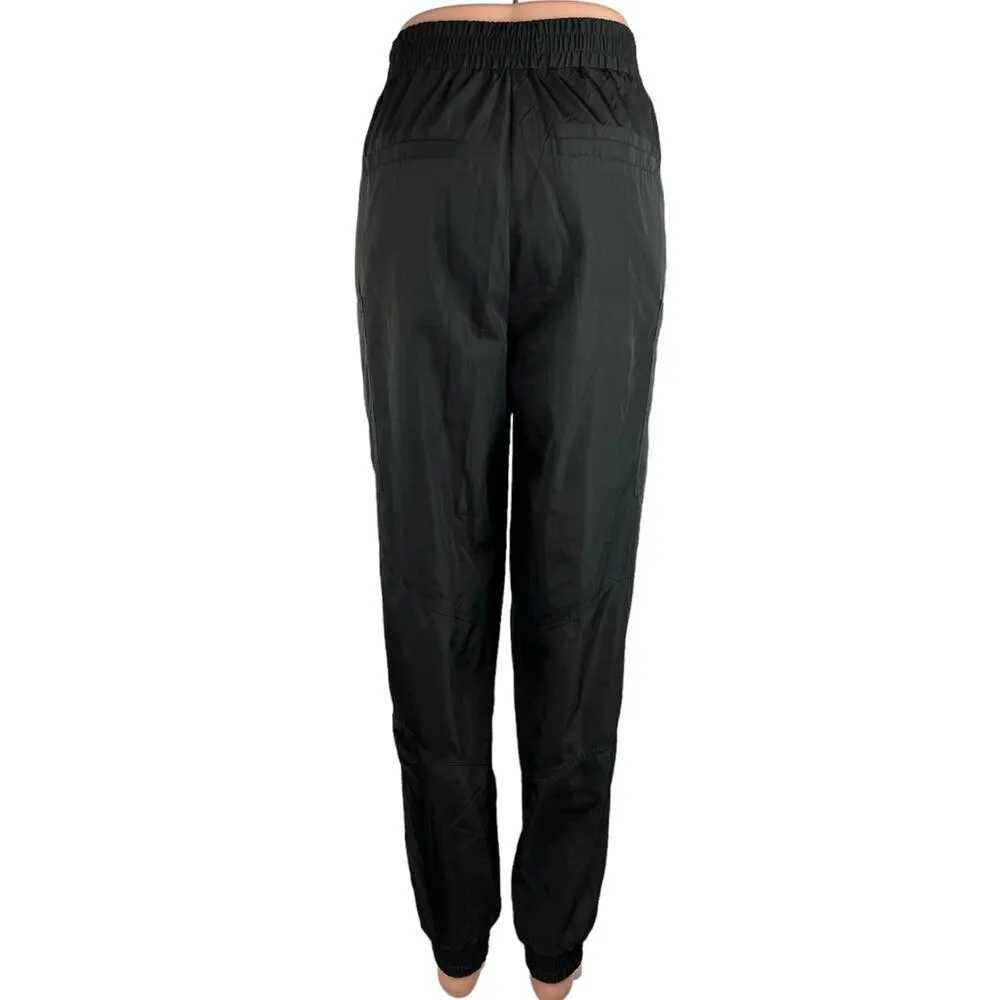 Zara Women's Black High Rise Cuff Hem Elastic Waist Tapered Cargo Pants Size S - Image 3