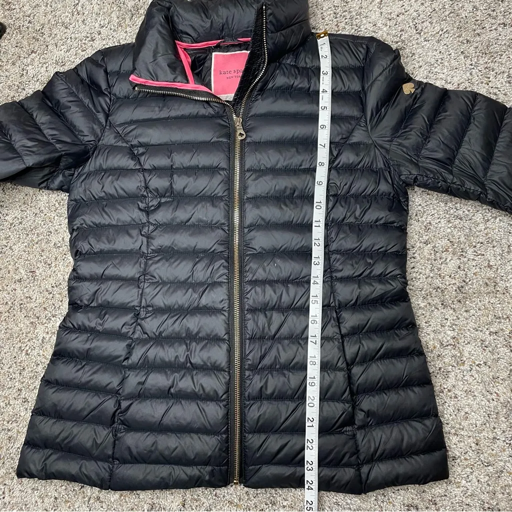 Kate Spade  Packable Puffer Jacket Duck Down Feathers Black Pink Extra Small XS - Image 12