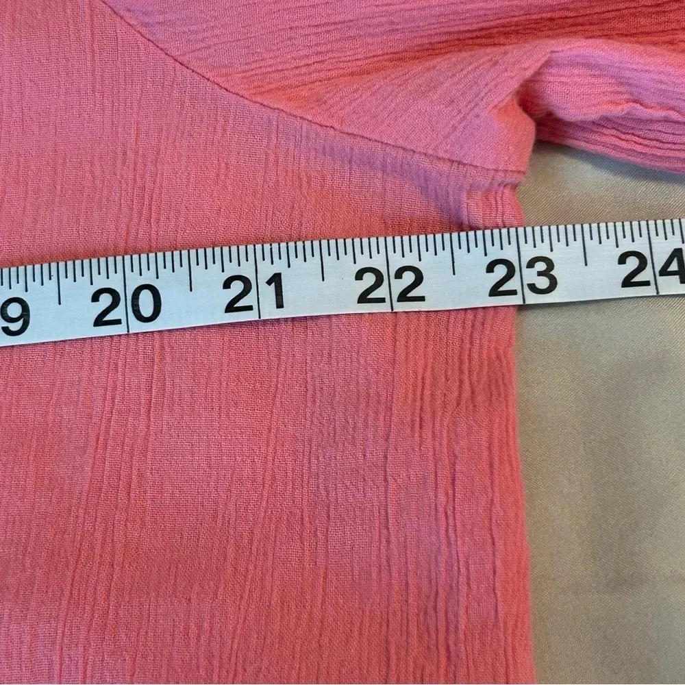 Appleseed’s Pink 3/4 Sleeve Crochet Lace V Neck Tunic Top Crinkle Women’s Lg - Image 7