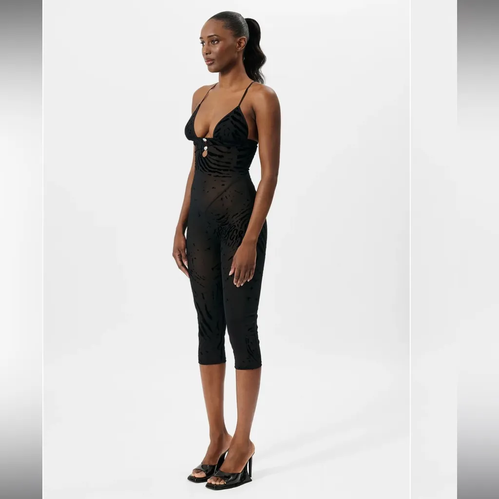 POSTER GIRL SCARLETT PEDAL PUSHER JUMPSUIT BLACK ZEBRA PRINT - Image 5
