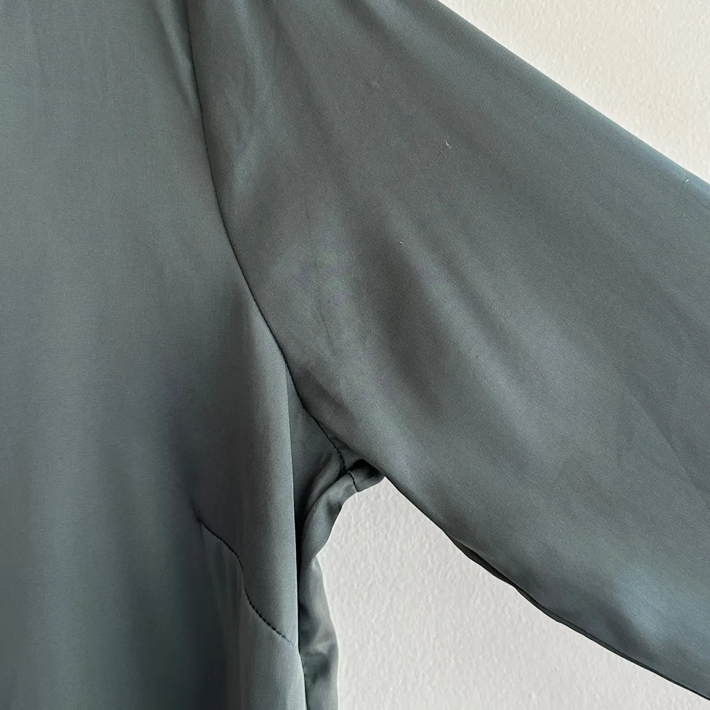 H&M Green Satin Button Down Shirt, Size Large - Image 14