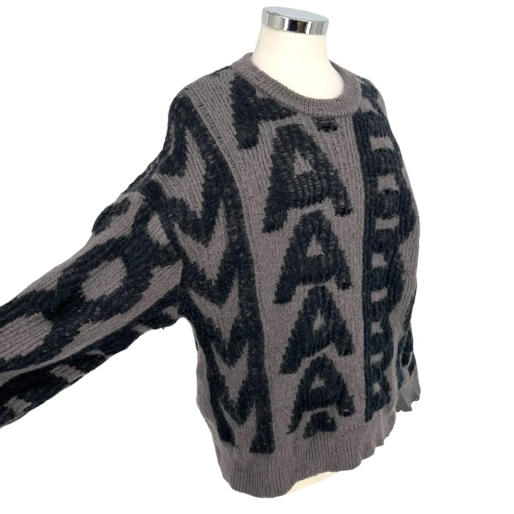 Marc Jacobs The Monogram Distressed Oversized Sweater Gray Black Size XL - Image 4