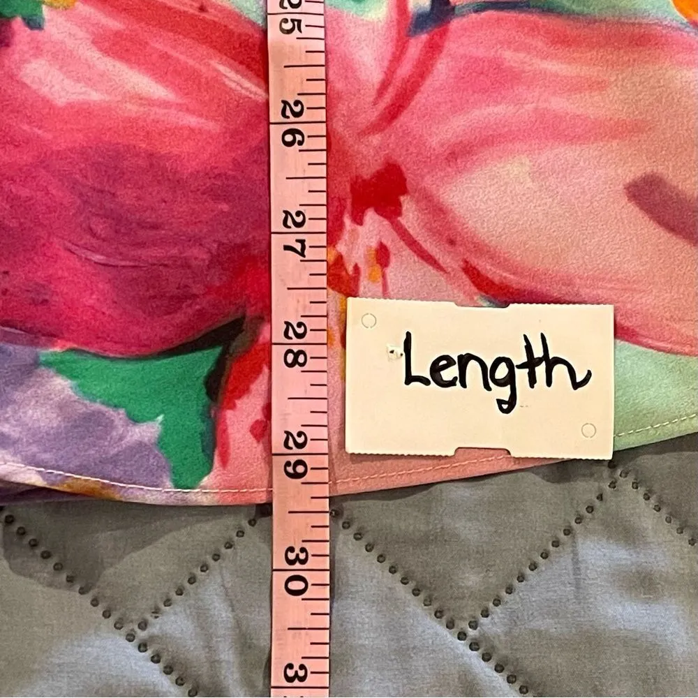 Lauren Ralph Lauren Size Large Watercolor Floral Print Crepe Tunic Blouse - Image 12