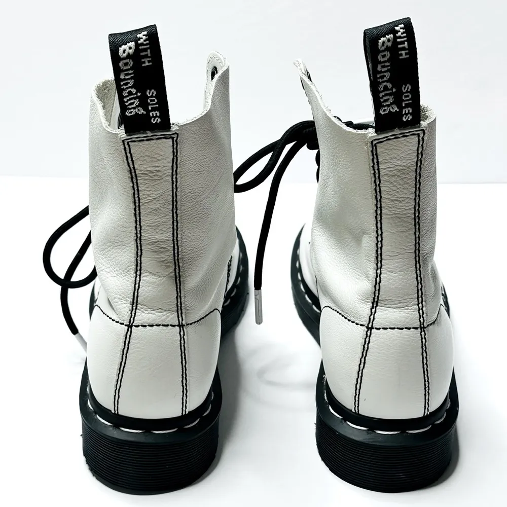 Dr. Martens 1460 Pascal Black Optical White Virginia Boots Size 37 - Image 6