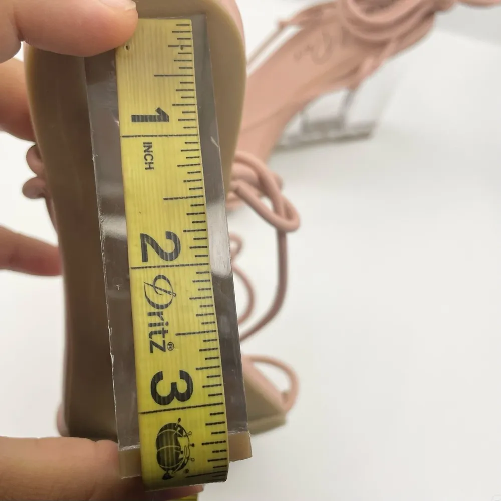 Wild Pair ankle wrap clear wedge heel strappy pink sandals women Size 6 1/2M - Image 8