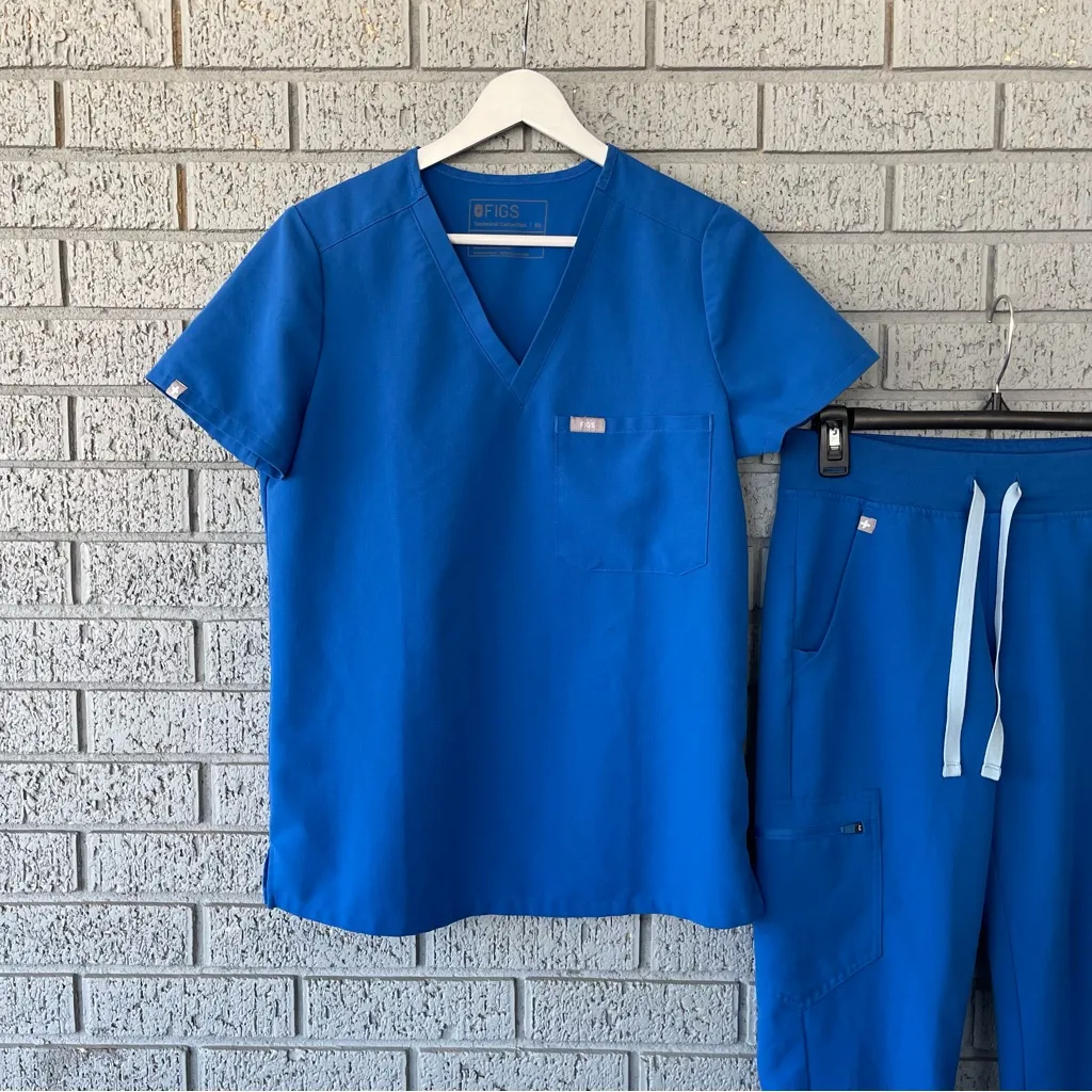 Figs Scrub Set Royal Blue Catarina Top Zamora Joggers Size XS - Image 4