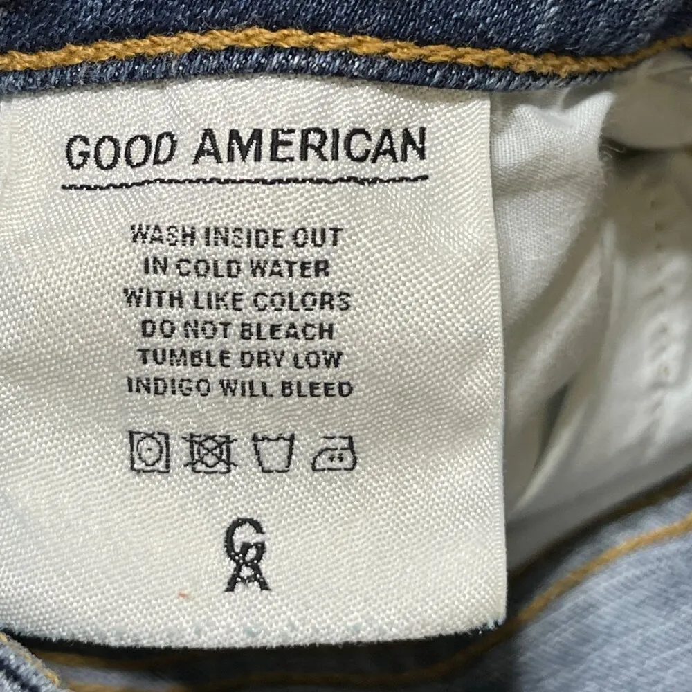 Good American Denim Pencil Skirt Distressed Med Wash Stretch Size 8 High Waisted - Image 6