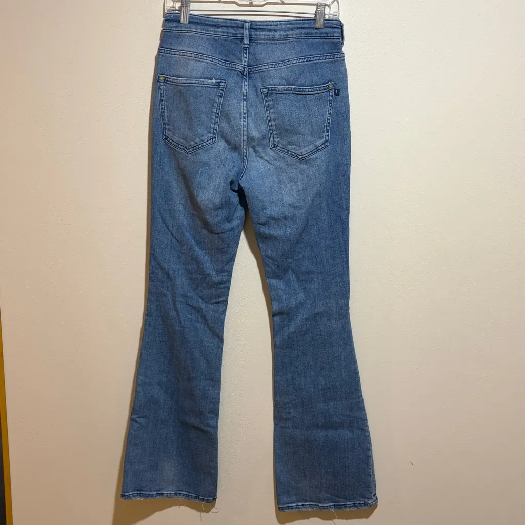 Pilcro Anthropologie The Icon High Waist Distressed Denim Flare Jeans Size 28 - Image 11