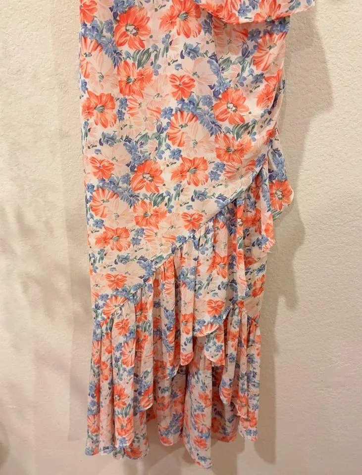 ASTR Mahalia High Low Midi Dress in Blue Orange Floral Size Small NWT - Image 5