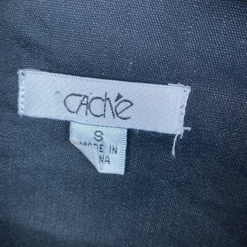 Cache  Linen Blend Black Long Sleeve Zip Up Utility Pocket Barn Jacket S - Image 5