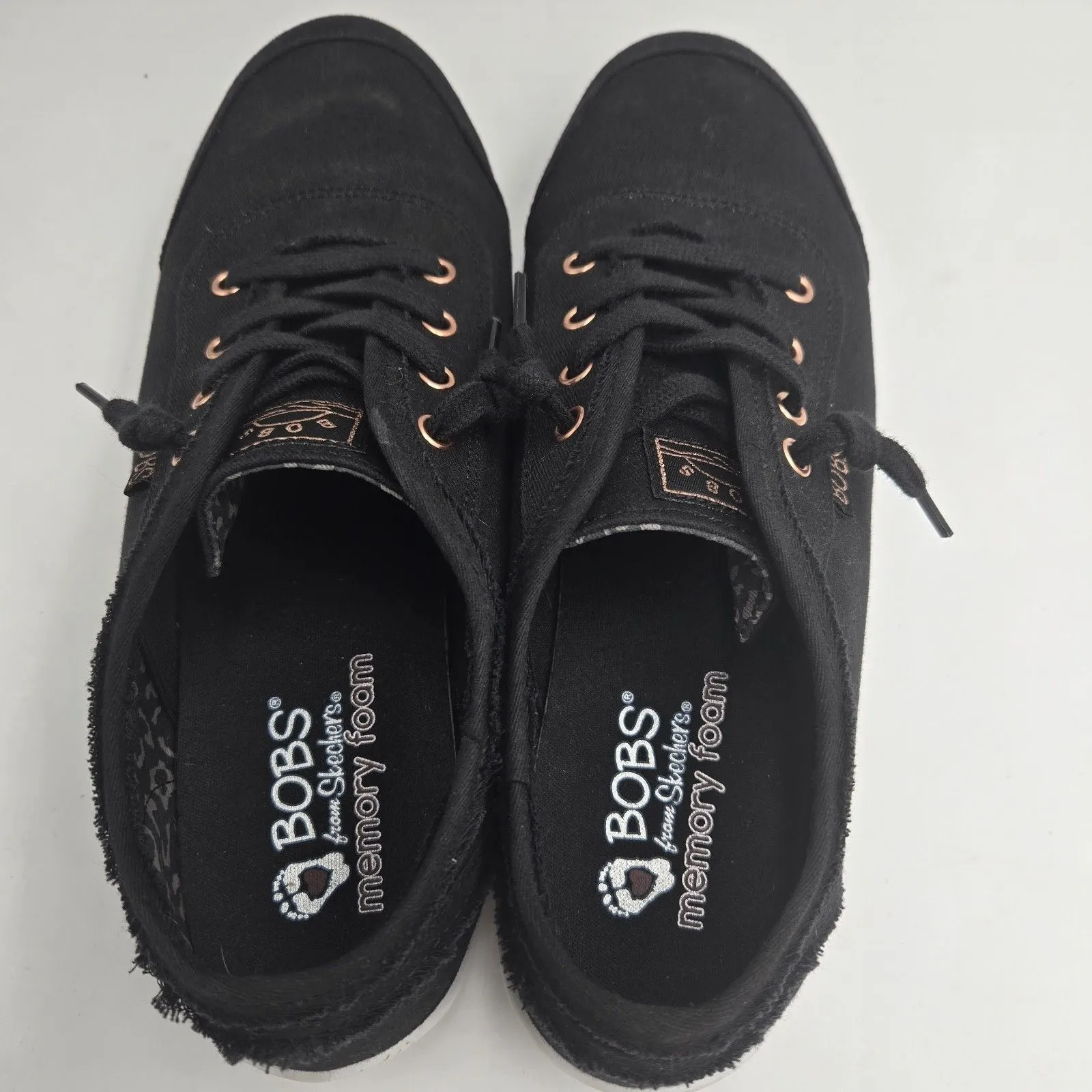 BOBS by Skechers B Cute Black Canvas Sneakers Womens 8.5 Memory Foam Casual Shoe - Image 5