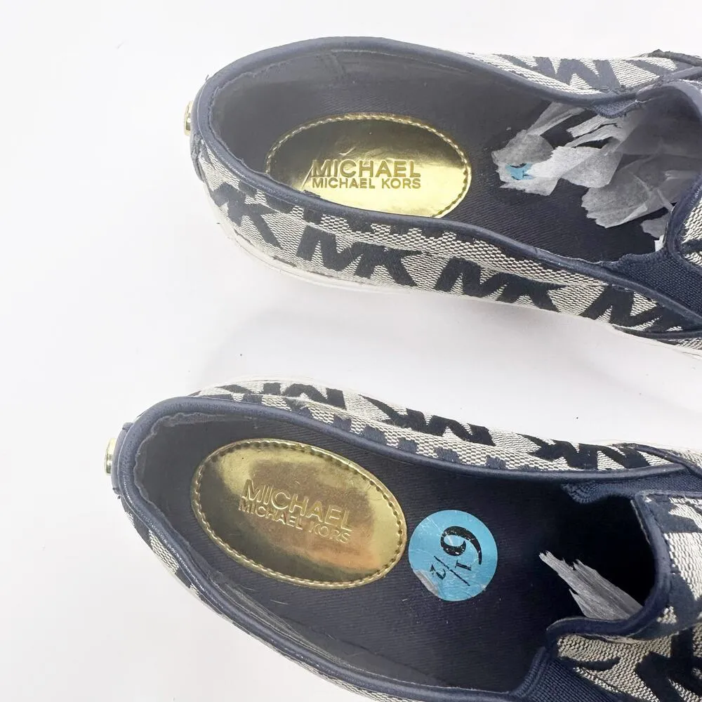Michael Kors Womens Size 6.5 Keaton Navy‎ Blue Signature Slip On Sneakers - Image 3