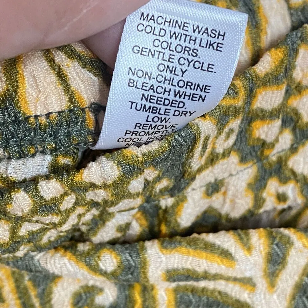 Cato Skirt Womans 18/20 W Green Yellow Floral A-Line Pull On Church Slouchy - Image 6