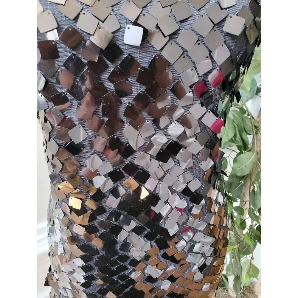 White House Black Market Sequin Round Neck Sleeveless Knee Length Dress Size 2 - Image 3