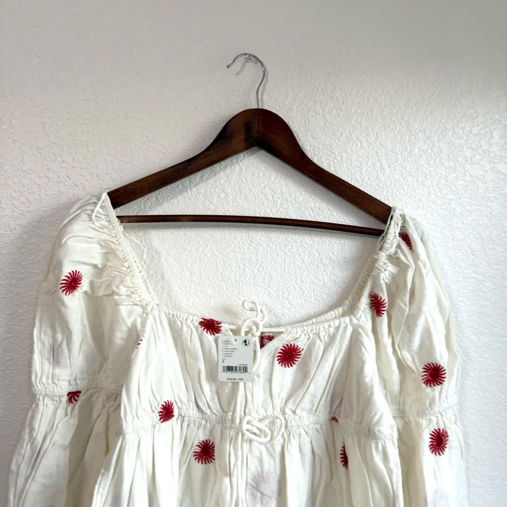 NEW Free People Womens Dress Emory Embroidered Midi Square Neck Size Small - Image 5