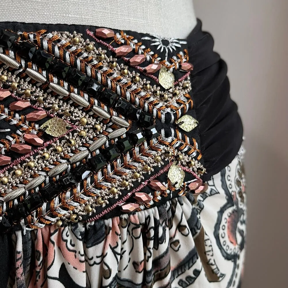 Venus Paisley Low Rise Gypsy Boho Festival Maxi Skirt Size M - Image 5