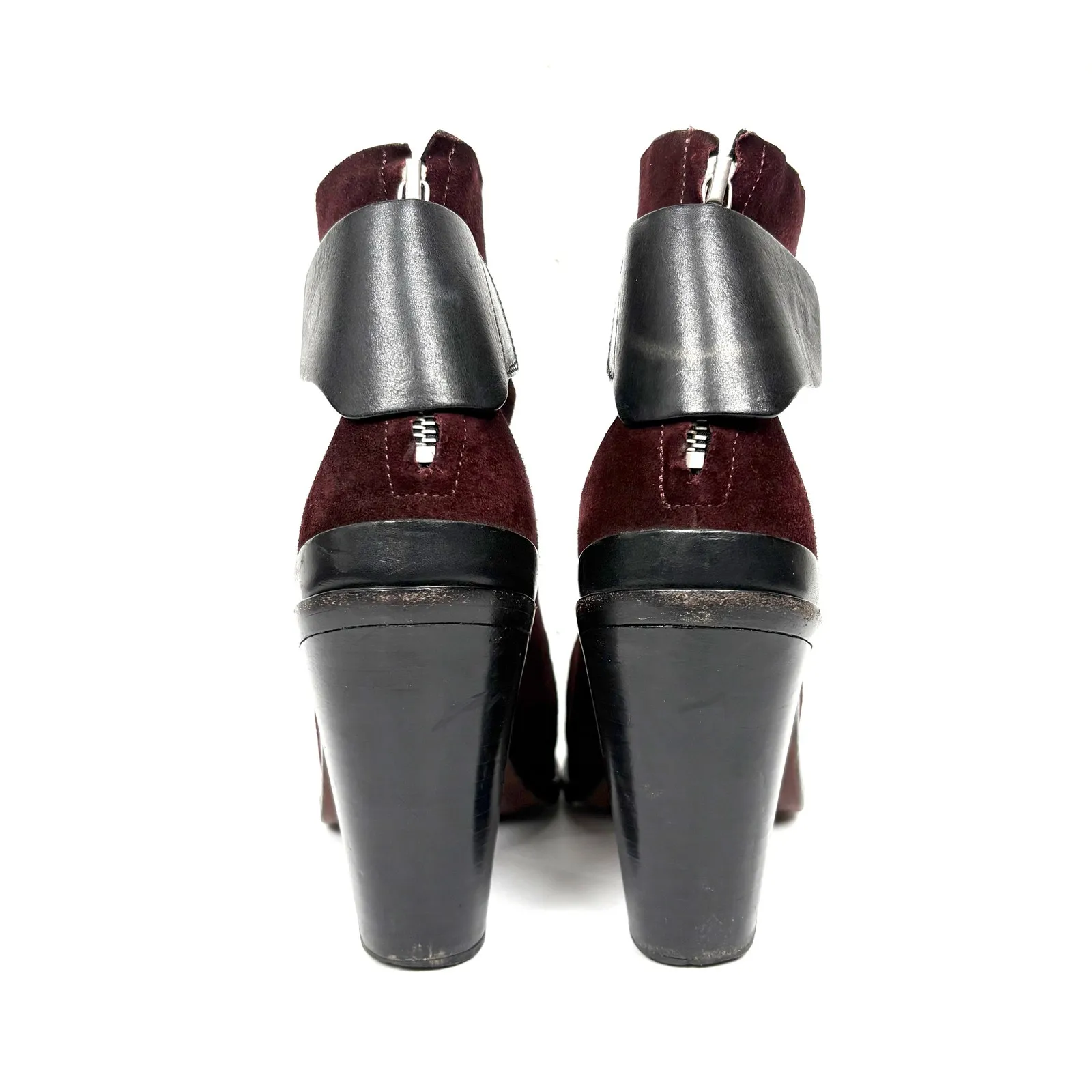 Rag & Bone Kerr Nubuck Ankle Boots Bordeaux Chunky Stacked Heel Taylor Swift 41 - Image 8