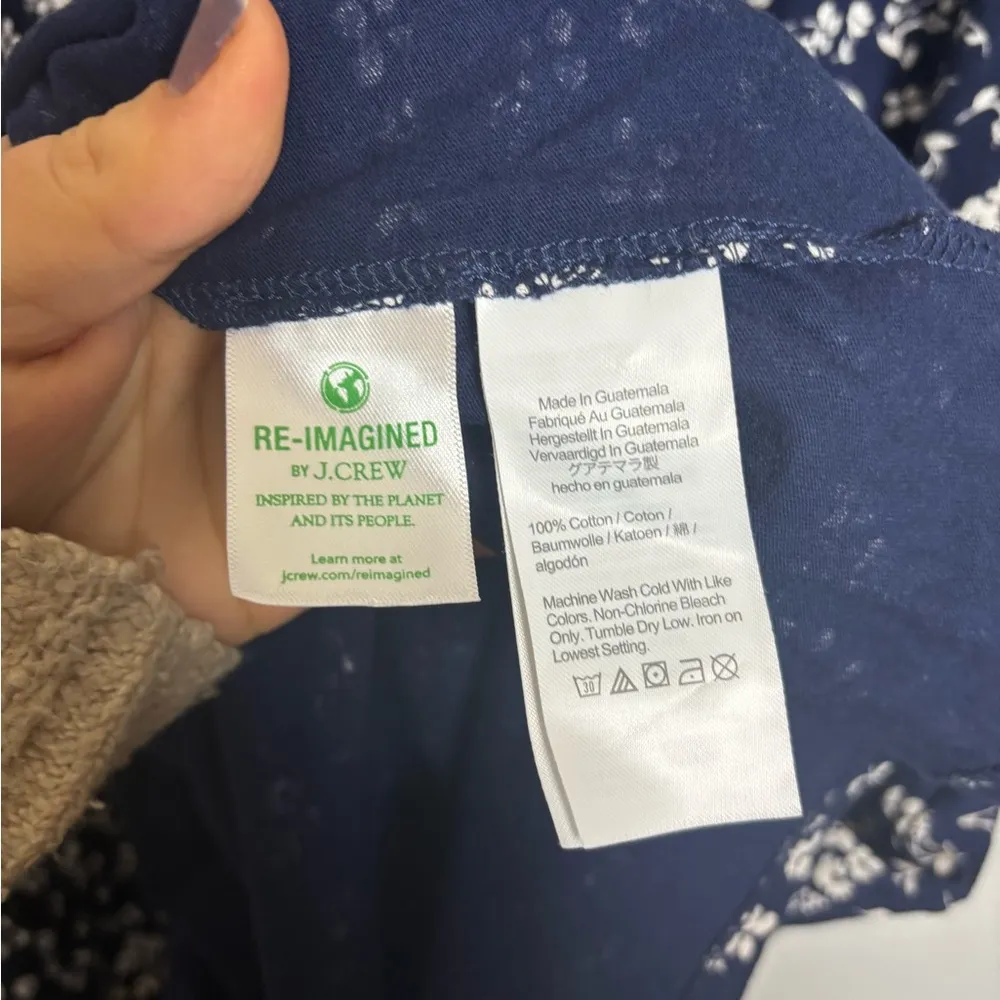 J. Crew Navy Blue Floral V-neck Short Sleeve Tiered Maxi Dress - Image 8