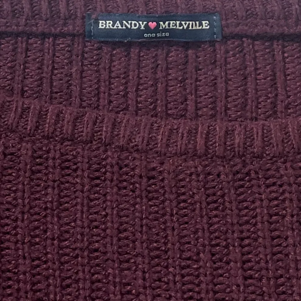 Brandy Melville Scoop Neck Maroon Knit Wool Long Sleeve Sweater Pullover Small - Image 6