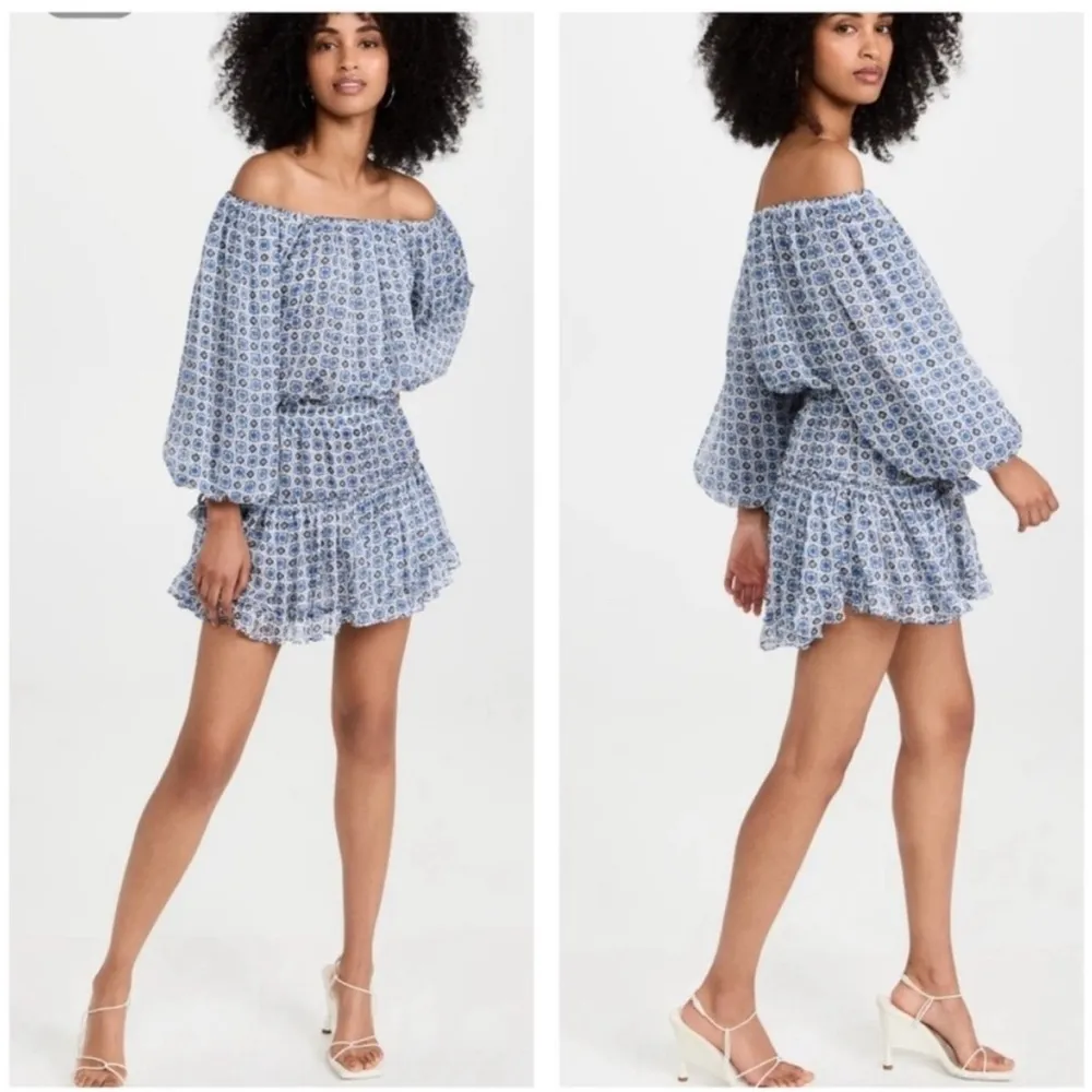 NWT Misa Los Angeles Zonia Mini Dress XS Blue Garden Party - Image 3