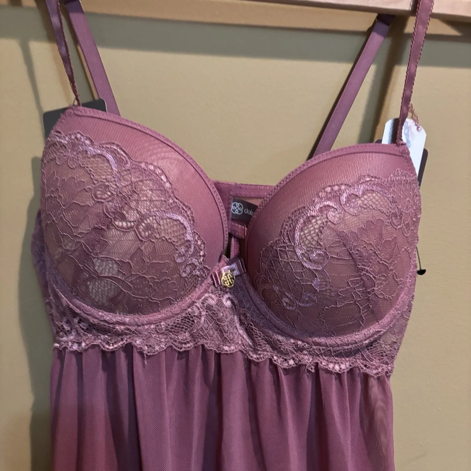 Daisy Fuentes Flirty‎ Babydoll Set Mauvewood Lace Push - Image 3