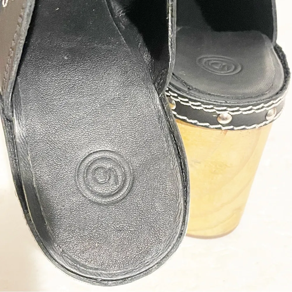 Urban Outfitters Size 8 Black Uo Daizy Clog Shoes Wooden Heel Floral Print - Image 3