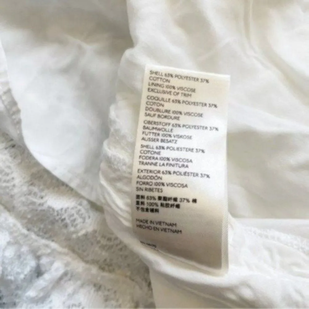 Anthropologie Bella White Asymmetric Hem Crochet Midi Dress Cottagecore XS NWT - Image 9