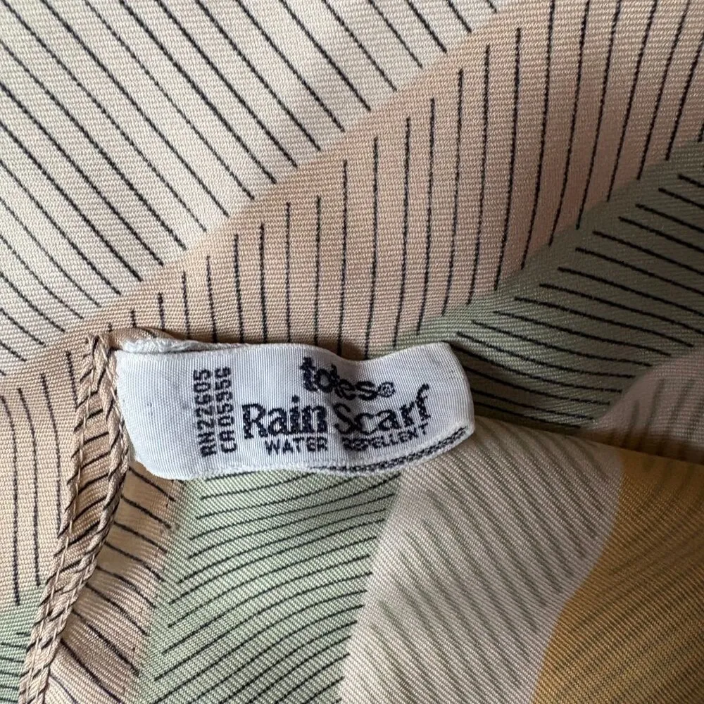 Vtg Totes pastel geometric print rain scarf water repellent made in Italy 26" Pink - Image 3