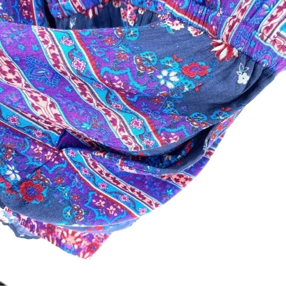 American Eagle Outfitters AEO Multi Print Bell Sleeve VNeck Festival Boho Romper - Image 6