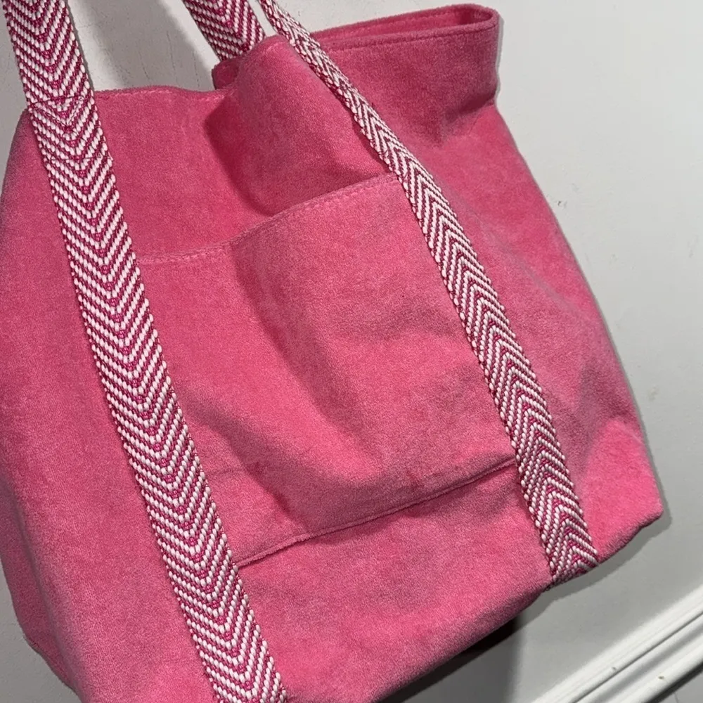 Shiraleah Pink Bag tote beach terry cloth pockets NEW carry all - Image 3