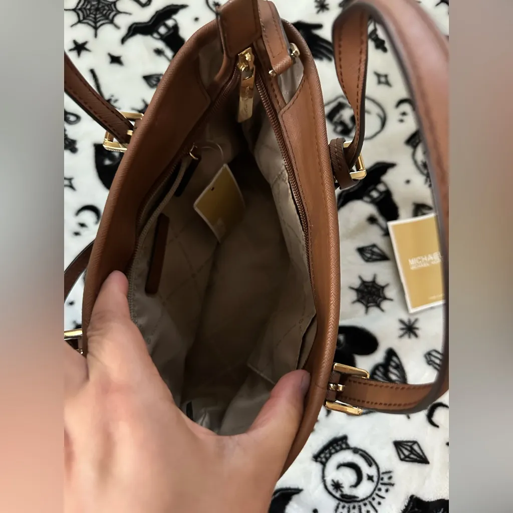 NWT Brown Micheal Kors Jet Set Travel Small Logo Top-Zip Tote Bag - Image 2