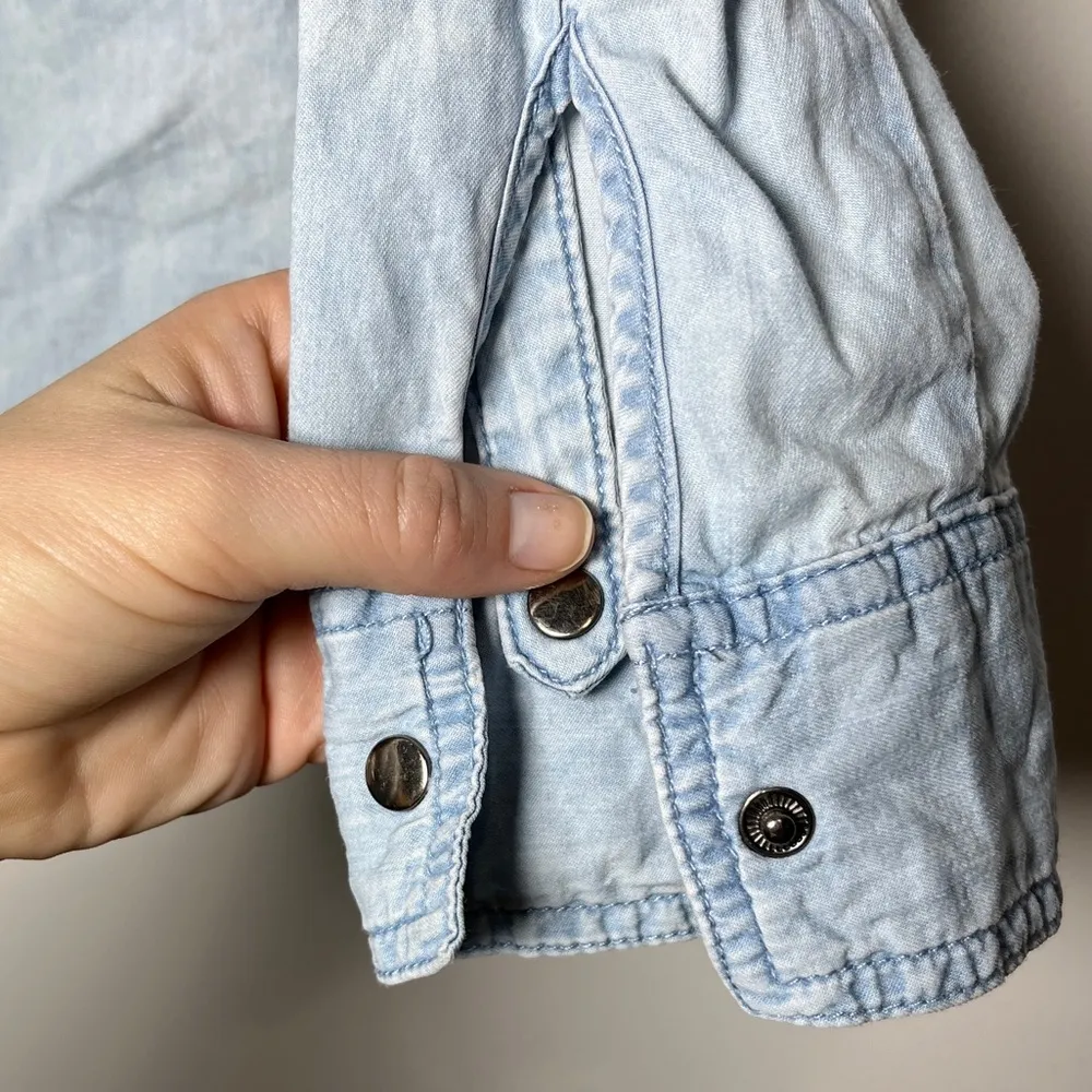 Kenzo Jeans Light Wash Denim Button Down Shirt Sz S Western 90s Streetwear Blue - Image 7