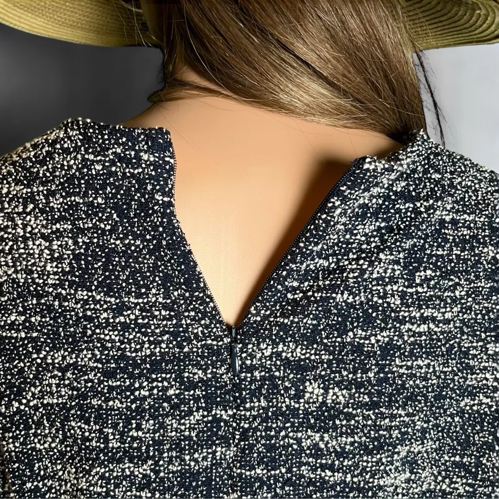 Banana Republic. Navy Blue & White Tweed Shift Dress. Size 6 - Image 9