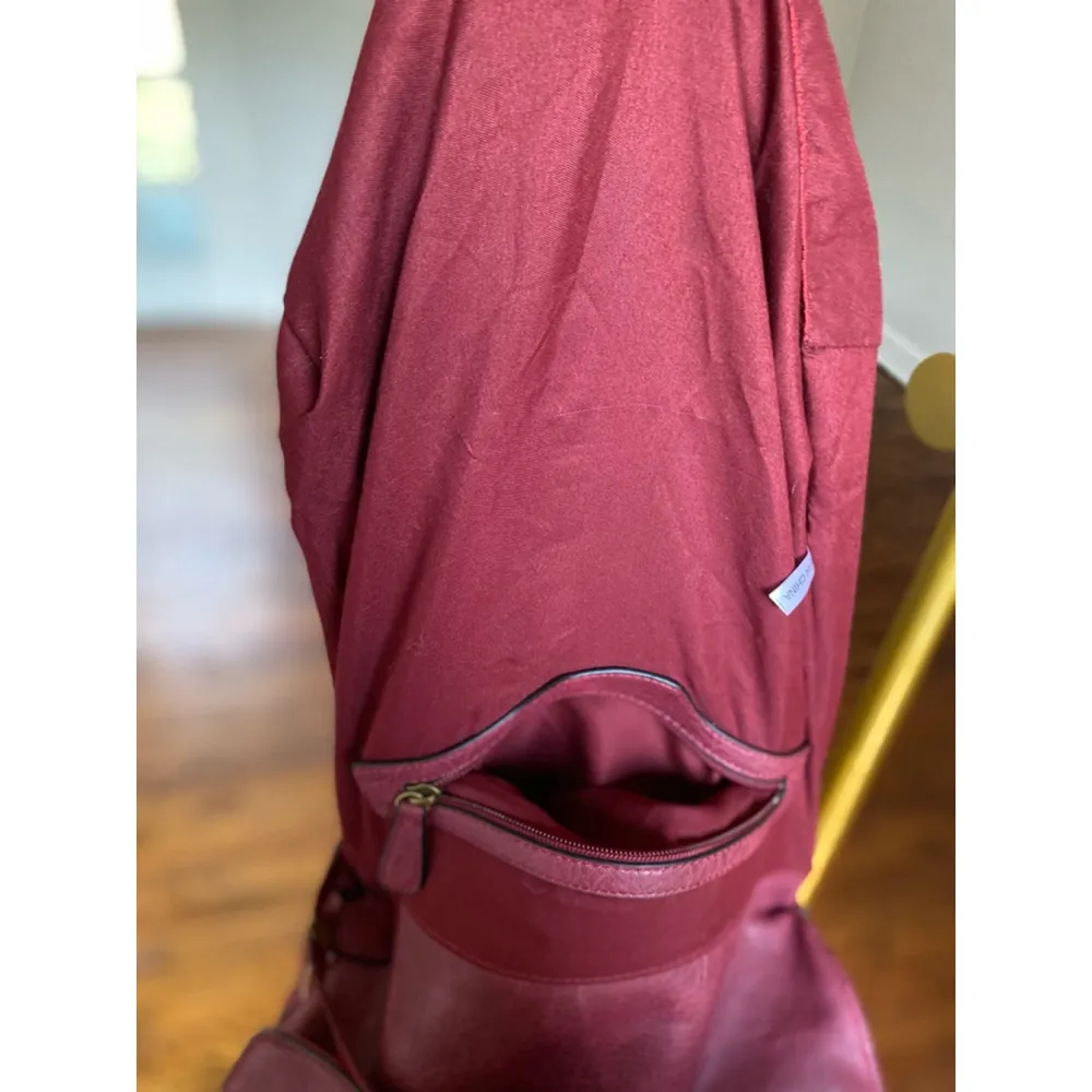 Mauve Leather Backpack Boho Zip Travel Office Streetwear Festival Indie Weekend - Image 10