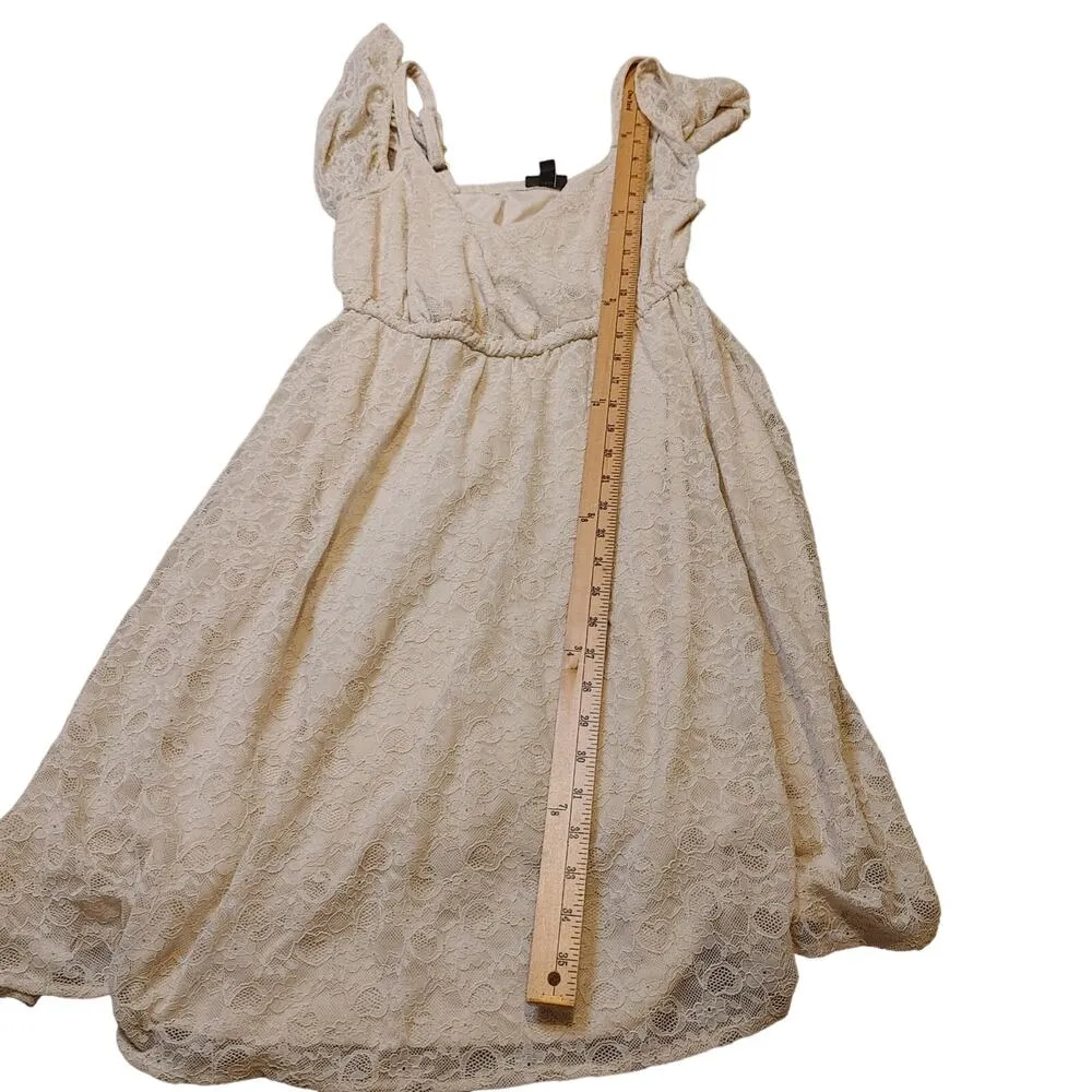 Torrid Size 00 Vanity Sizing Short Dress Stretchy Ivory Rehearsal Dinner Dress - Image 9