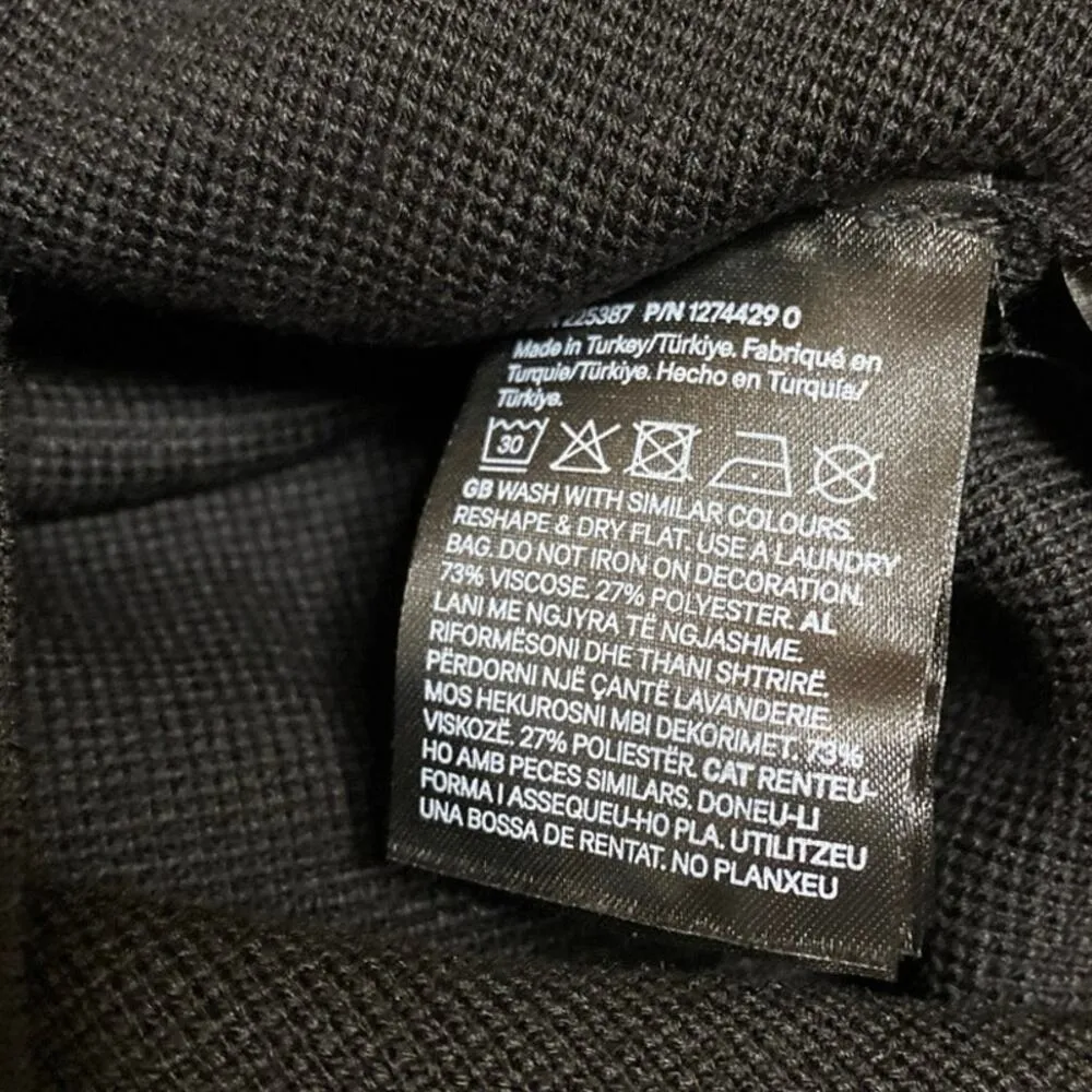 H&M Womens Black Beaded Pearl Buttons Long Sleeve Cardigan Sweater Top Size XS - Image 5