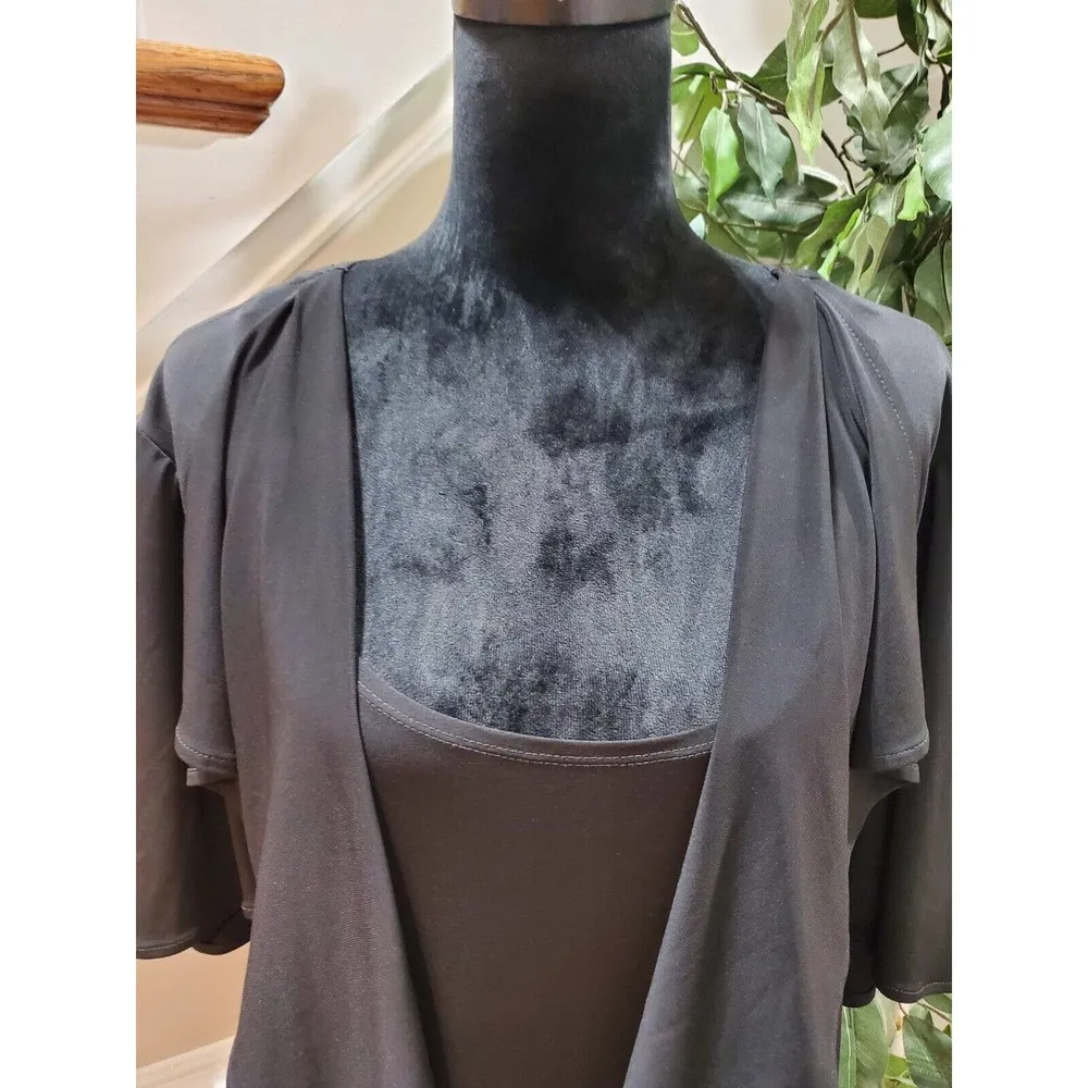 Another Thyme Women Black Solid Polyester Scoop Neck Half Sleeve Dress Size 2X - Image 10