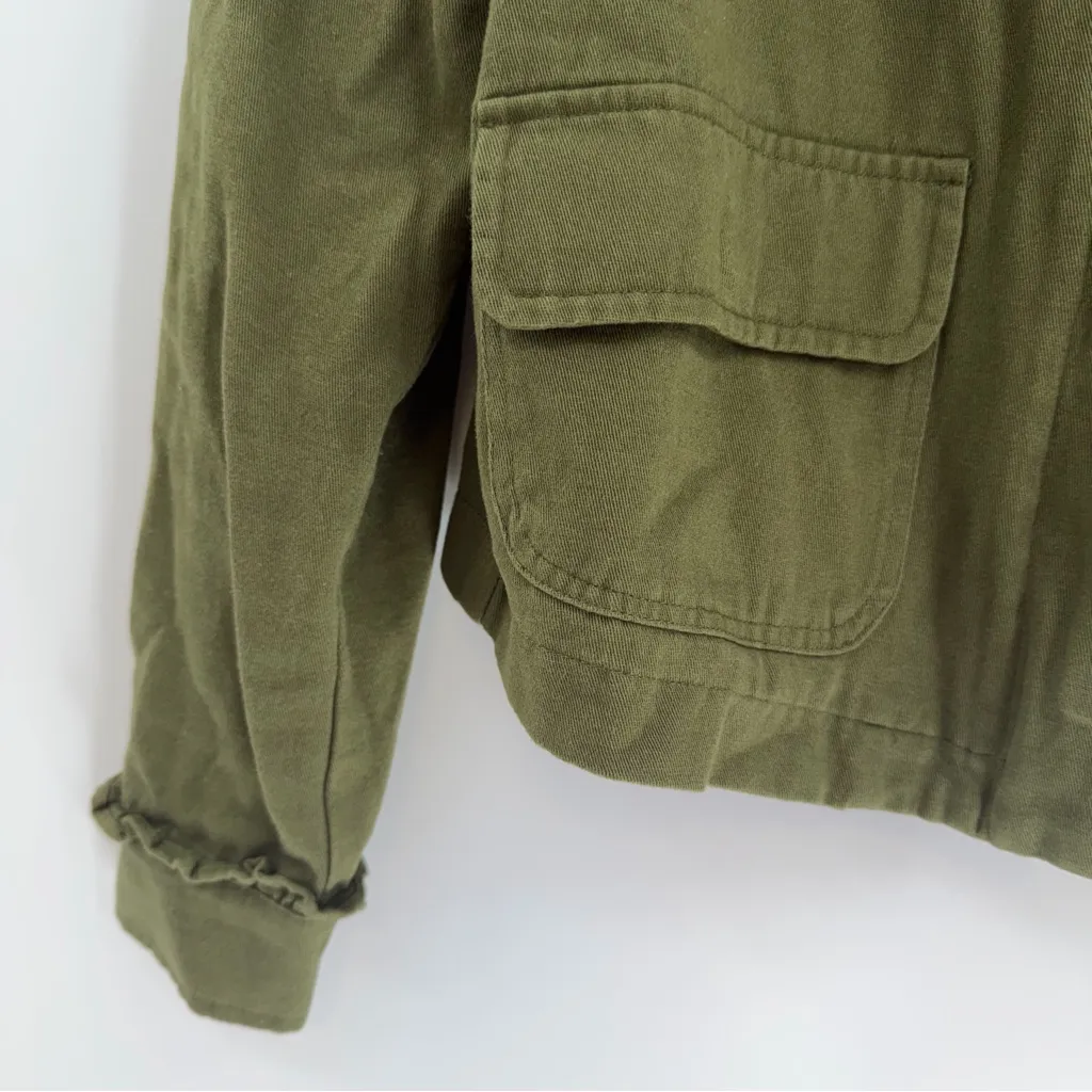 Anthropologie DOLAN ruffled utility jacket Army green size XS - Image 3